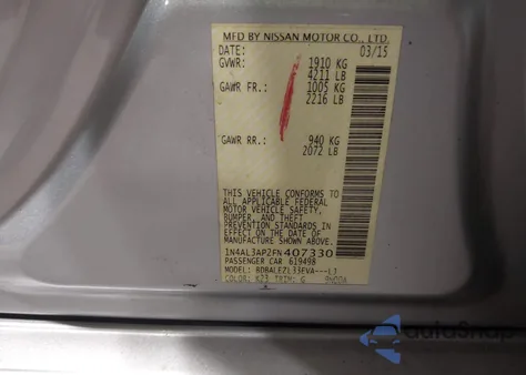 2015 Nissan Altima 2.5 S from USA, damaged, VIN 1N4AL3AP2FN407330